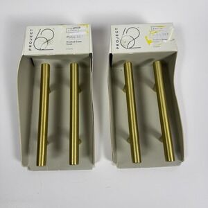Set of 2 Project 62 Gold Drawer Handle Set Brushed Brass Finish 5.5" Length NWIB